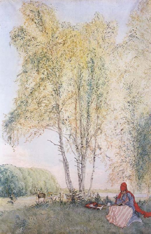 Carl Larsson A Nap Outdoors Sweden oil painting art